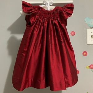 Smocked silk dress